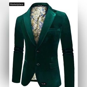 Men’s Large Single Breasted Blazer, Green